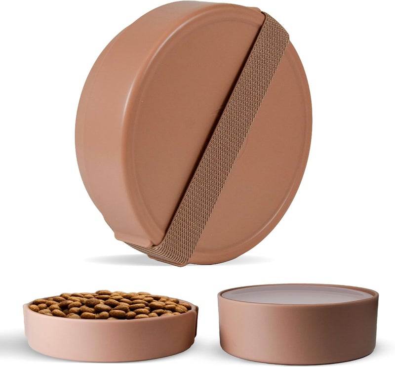 Barkin' Trails Barkin’ Trails Travel Dog Bowls, Portable Outdoor Water, BPA-Free, Food Grade Plastic Dog Travel Bowl, Camping Essentials & Container (Mocha) - Image 1
